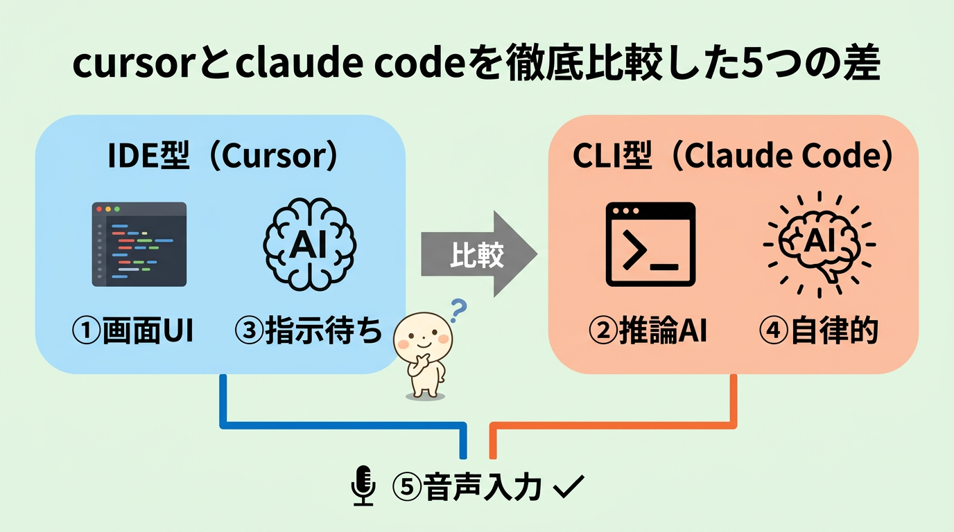 cursorとclaude codeを徹底比較した5つの差
