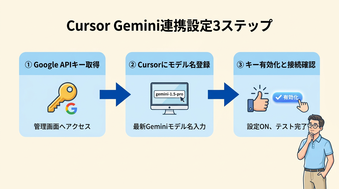 Cursor Gemini連携設定3ステップ