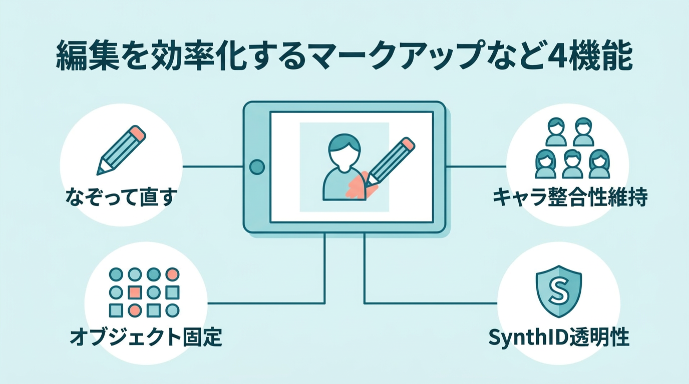 編集を効率化するマークアップなど4機能