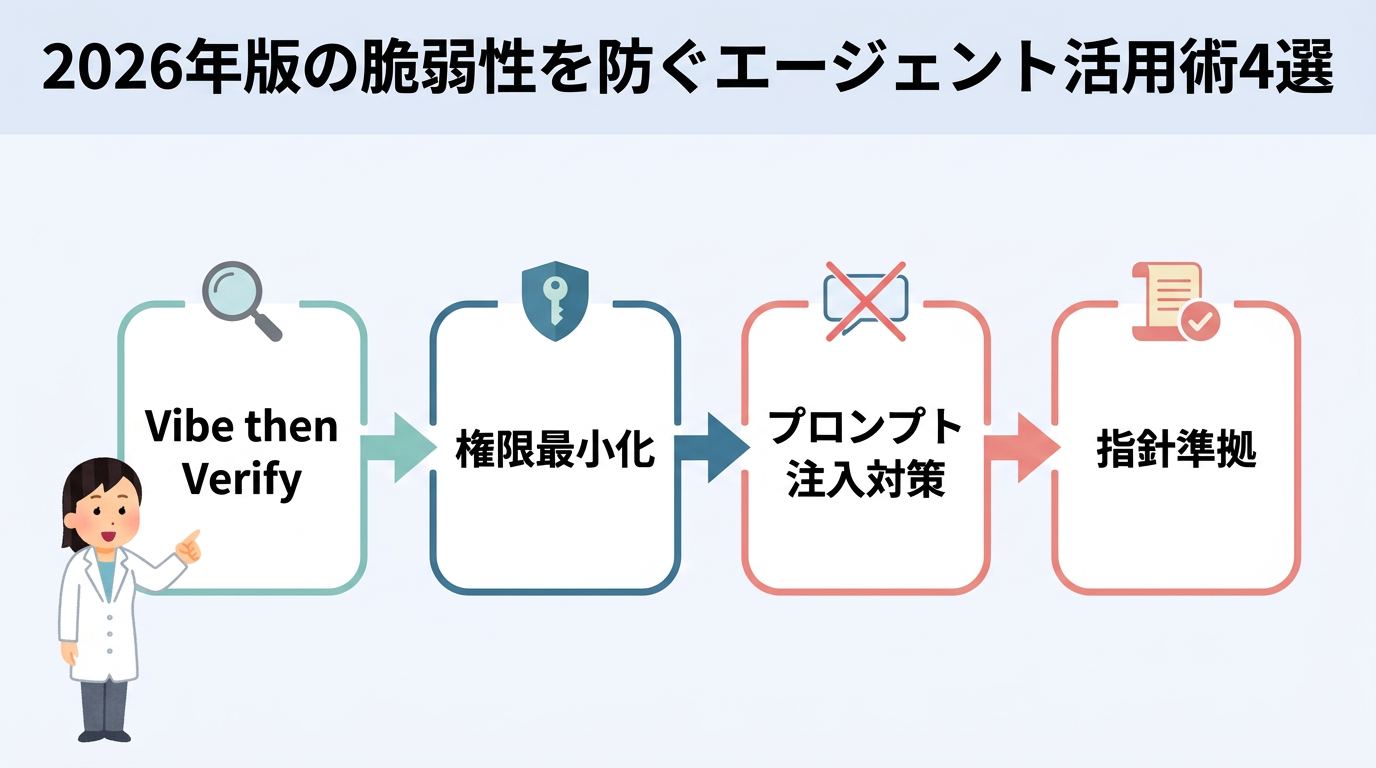 2026年版の脆弱性を防ぐエージェント活用術4選