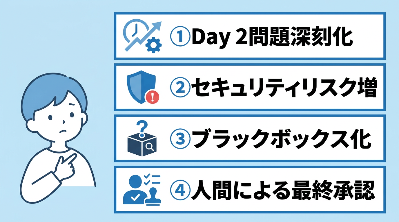 運用・保守で直面するバイブコーディングのデメリットと注意点4つ
