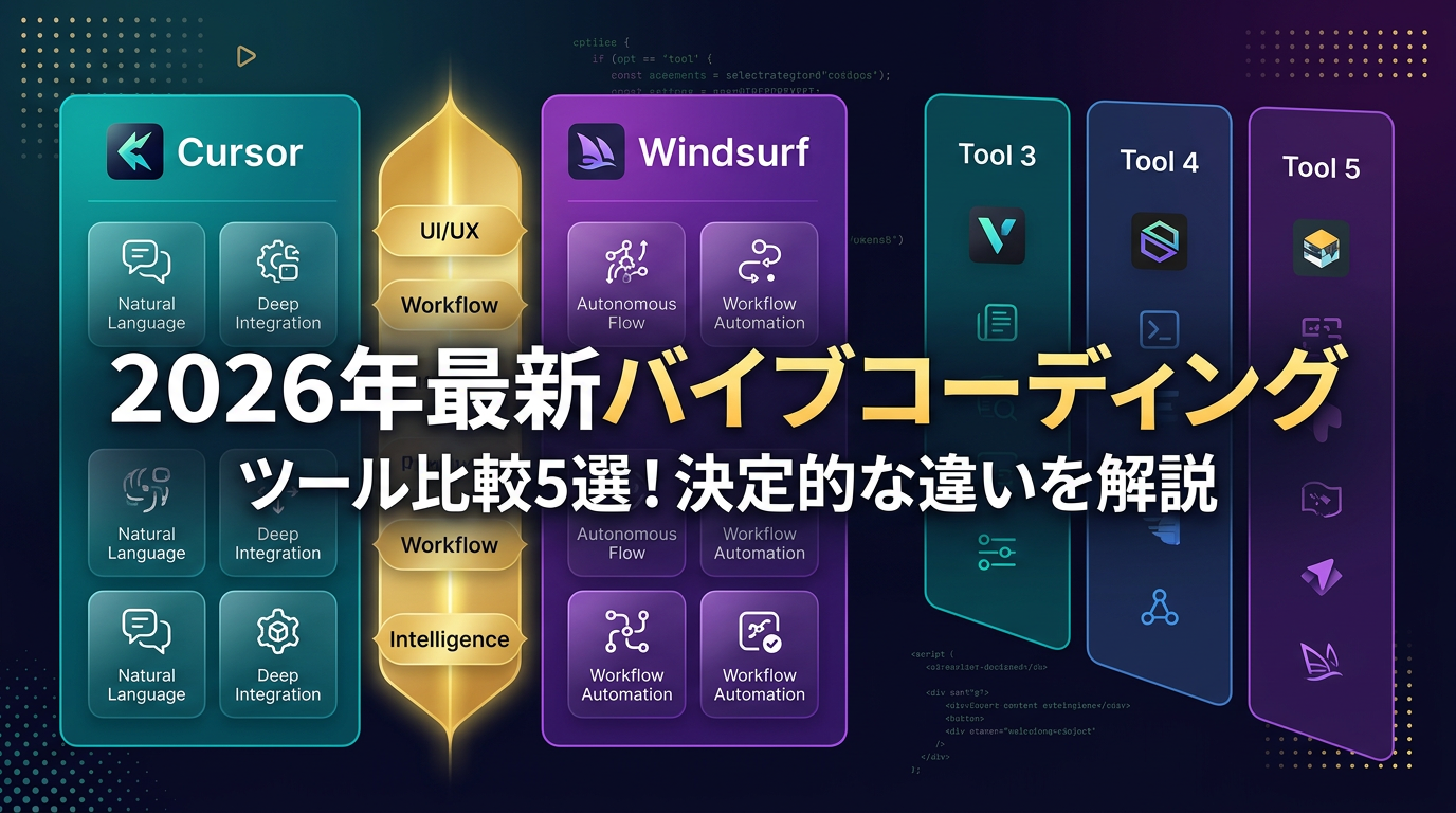 2026年最新バイブコーディングツール比較5選！CursorやWindsurfの決定的な違い
