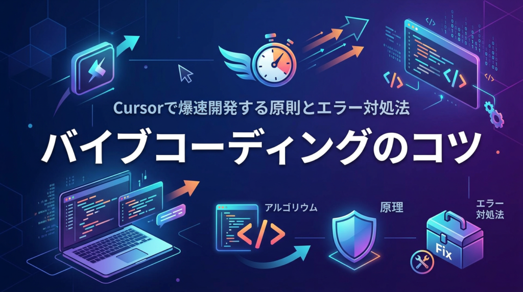 バイブコーディングのコツ5選！Cursorで爆速開発する原則とエラー対処法